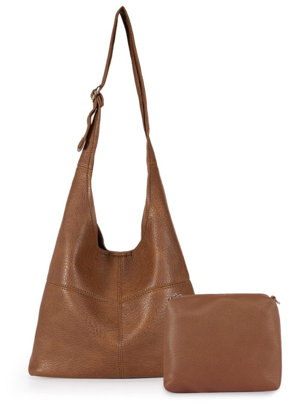 Hobo Purse for Women, Vegan Leather Shoulder Bag with Wristlet